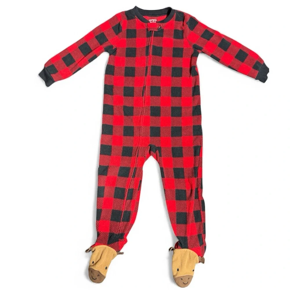 Carter's | Toddler Fleece Checkered Footie Pajamas | 3T